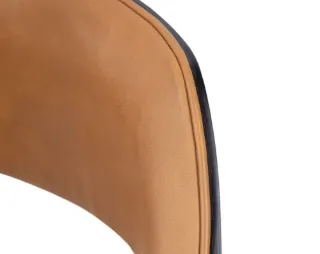 MAVENA Cadeira Enfield em Madeira Maciça Ébano e Courino Caramelo — detalhe visual 5