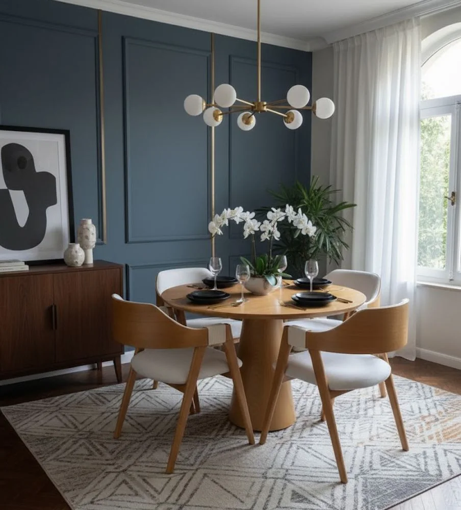 Sala de Jantar com Mesa Paris e 4 Cadeiras Enfield Amêndoa