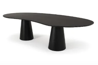 Mesa de Jantar Arco MAVENA em madeira maciça ébano, vista de apresentação