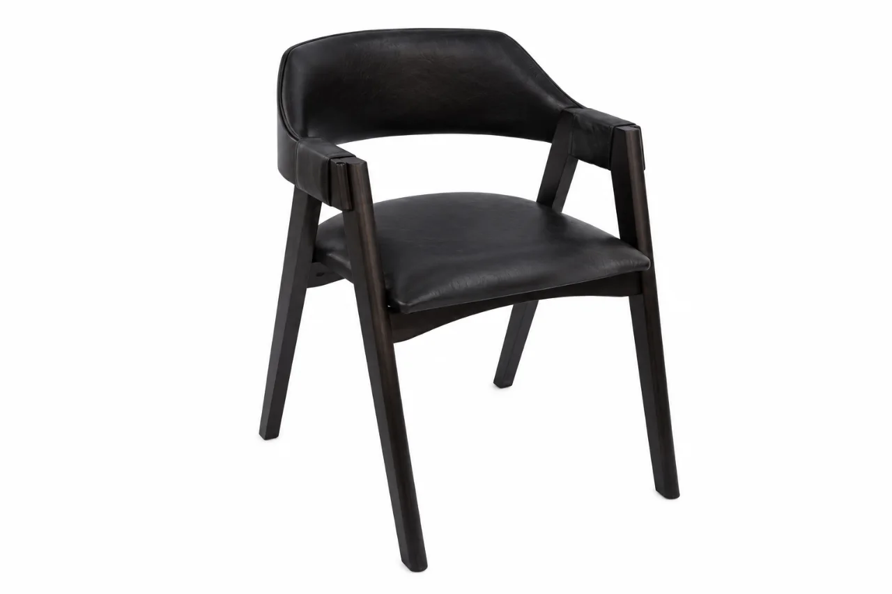 Cadeira Enfield · Madeira Maciça Ebano Courino Preto