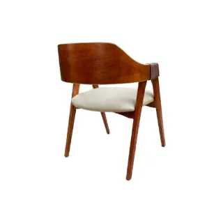MAVENA Cadeira Enfield em Madeira Maciça Imbuia e Facto Pérola — detalhe visual 2