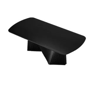 Mesa de Jantar Caribe MAVENA em madeira maciça ébano, detalhe da mesa