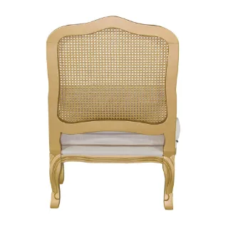Poltrona King em veludo off white com rattan, vista complementar