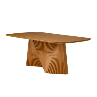 Mesa de Jantar Caribe MAVENA em madeira maciça amêndoa, vista de apresentação