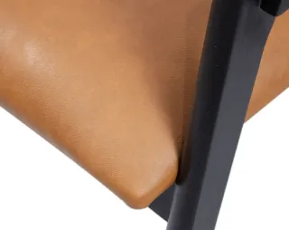 MAVENA Cadeira Enfield em Madeira Maciça Ébano e Courino Caramelo — detalhe visual 7