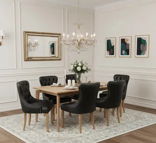 Conjunto de Jantar com 6 Cadeira Martina Capitonê e Mesa Helen Lâminada — 6 Cadeira Martina Capitonê e Mesa Helen Lâminada, imagem 1 da galeria