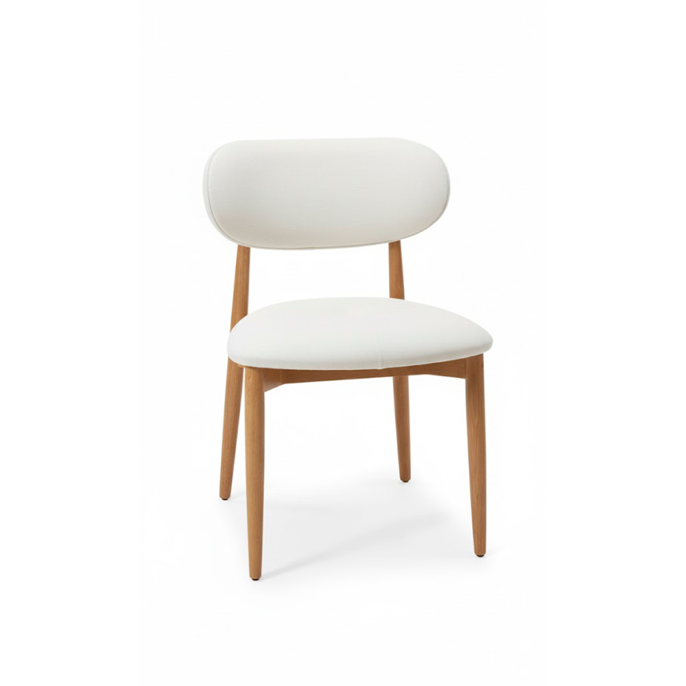 Cadeira Mila — Madeira Amêndoa e Linho Off White, imagem 3 da galeria
