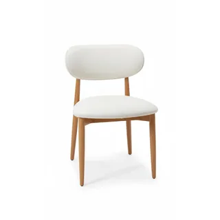 Cadeira Mila — Madeira Amêndoa e Linho Off White, imagem 3 da galeria