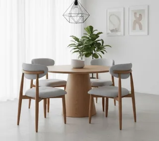 Conjunto de Jantar com 4 Cadeiras Mila Madeira Maciça Amêndoa — 4 Cadeiras Mila Madeira Maciça Amêndoa, imagem 1 da galeria