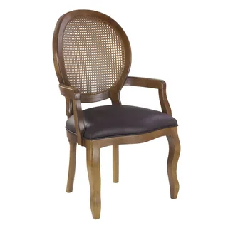 Cadeira Medalhão com Rattan e Braços — Madeira Maciça Imbuia com Rattan e Braços, imagem 1 da galeria