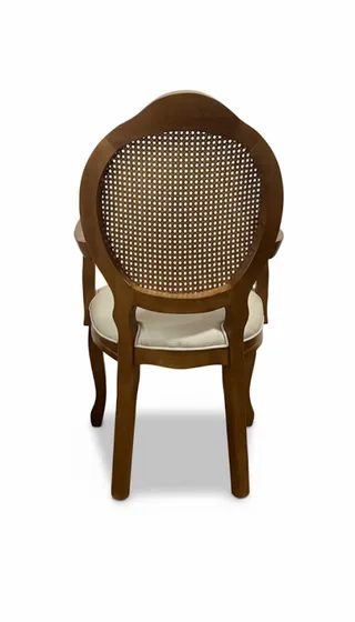 Cadeira Medalhão Entalhada com Braços — Imbuia com Rattan e Braços Facto Pérola, imagem 5 da galeria
