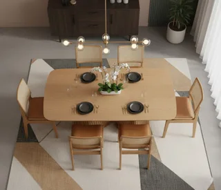 Conjunto de Jantar com 6 Cadeiras Silvia e Mesa Caribe Amêndoa 2m, imagem 2 da galeria