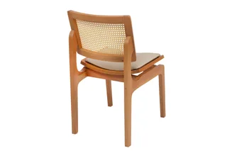 Cadeira Silvia — Madeira Amêndoa Facto Champanhe Rattan Natural, imagem 10 da galeria