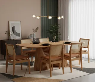 Conjunto de Jantar com 6 Cadeiras Silvia e Mesa Caribe Amêndoa 2m — 6 Cadeiras Silvia e Mesa Caribe Amêndoa 2m, imagem 1 da galeria