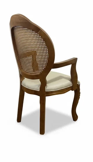 Cadeira Medalhão Entalhada com Braços — Imbuia com Rattan e Braços Facto Pérola, imagem 6 da galeria
