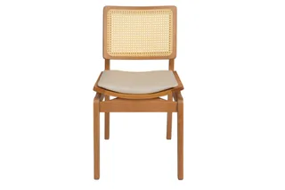 Cadeira Silvia — Madeira Amêndoa Facto Champanhe Rattan Natural, imagem 8 da galeria