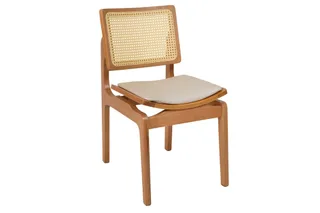 Cadeira Silvia — Madeira Amêndoa Facto Champanhe Rattan Natural, imagem 7 da galeria
