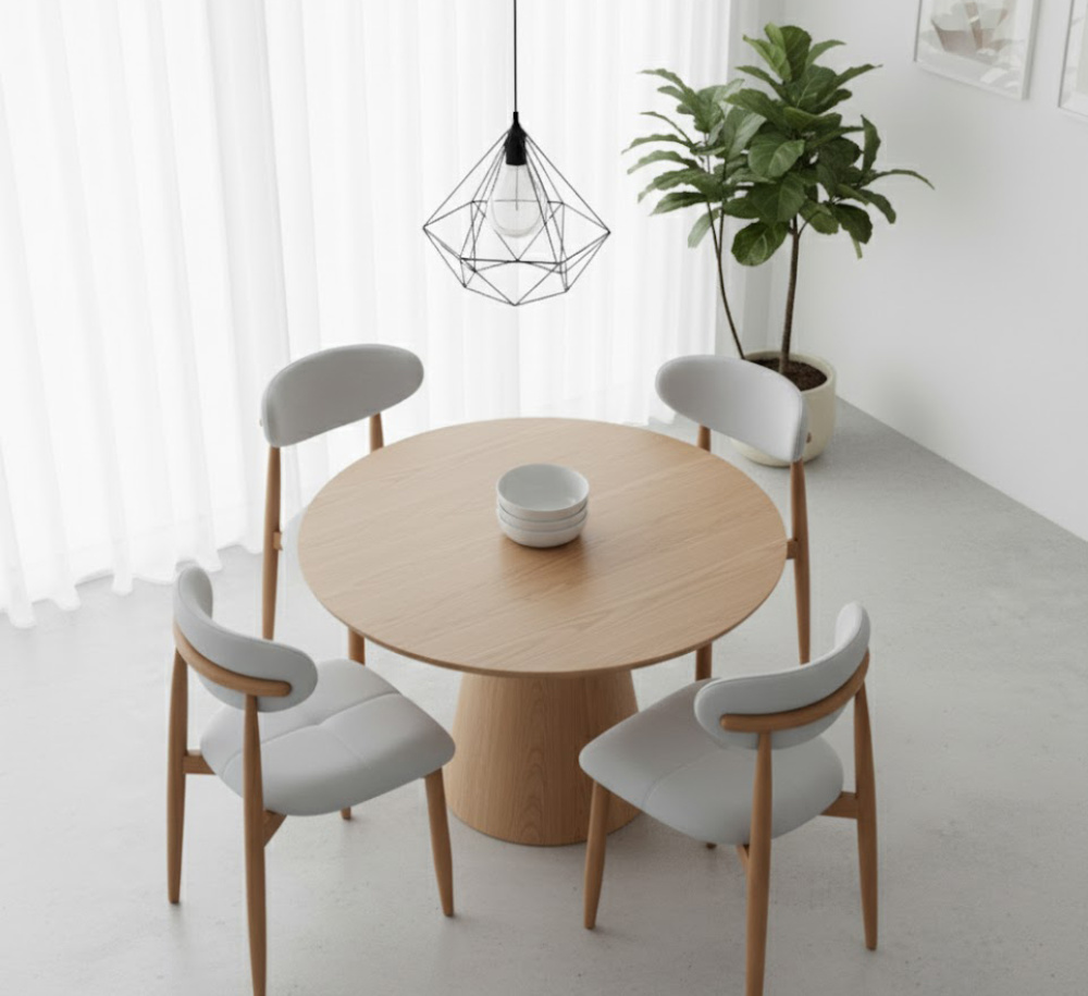 Conjunto de Jantar com 4 Cadeiras Mila Madeira Maciça Amêndoa, imagem 2 da galeria