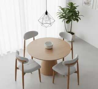 Conjunto de Jantar com 4 Cadeiras Mila Madeira Maciça Amêndoa, imagem 2 da galeria