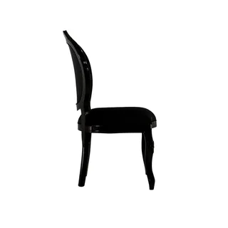 Cadeira Medalhão — Madeira Maciça All Black com Suede Preto Entalhada, imagem 3 da galeria