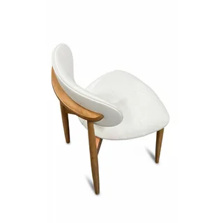 Cadeira Mila — Madeira Amêndoa e Linho Off White, imagem 4 da galeria