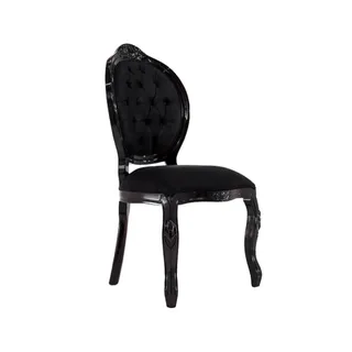 Cadeira Medalhão — Madeira Maciça All Black com Suede Preto Entalhada, imagem 1 da galeria